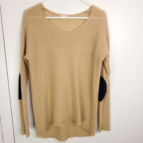 Gap Sweater Womens Small Lightweight Knit Navy Elbow Patches Wool Blend Country - Picture 1 of 10
